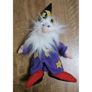 Vtg 1991 Acme Wizard Sorcerer Plush 10" Purple Robe Fantasy Stuffed Animal Toy